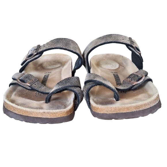 Cushionaire Luna Brown Strappy Comfort Sandals Leather Cork Footbed Women's 7M - Picture 14 of 16